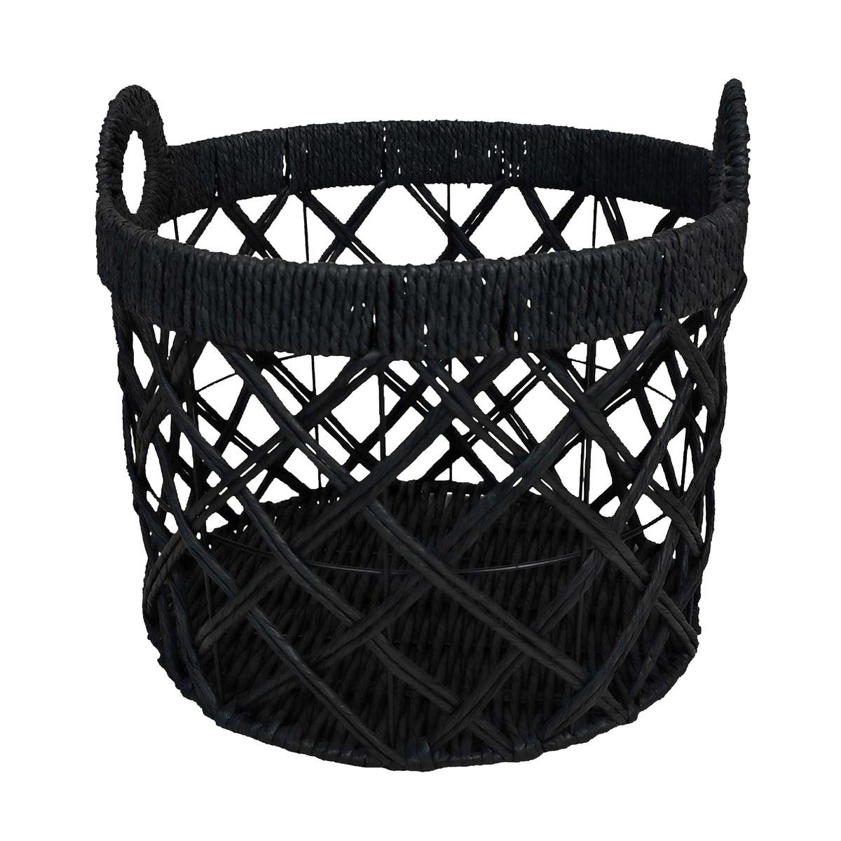 Kosár Charly - L - fekete, Modern, fém/papír (40/40cm) - Modern Living