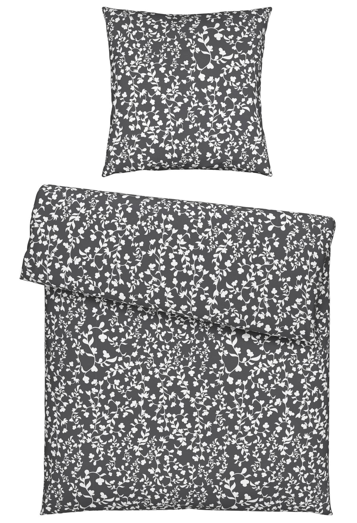 Bettwäsche Bio-Anna Graphit/Weiß ca. 135x200cm - Graphitfarben/Weiß, Natur, Textil (135/200cm) - ecoTree