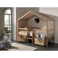 Hausbett FORREST Eichefarben ca.90x200cm Echtholz, Bettlade - Eichefarben/Naturfarben, MODERN, Holz (90/200cm) - Vipack
