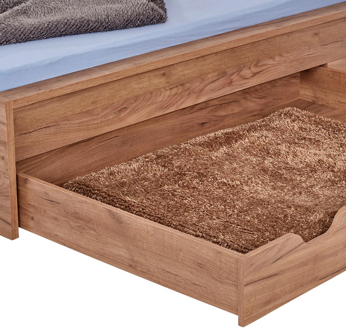 Postelja Avensis New, Temni Hrast, Bela, 90x200 - barve hrasta/bela, Konvencionalno, leseni material/les (90/200cm) - Mömax