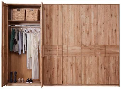 GARDEROB MED GÅNGJÄRNSDÖRRAR VERO - ekfärgad, Klassisk, trämaterial/trä (306/223/63cm) - ecoTree