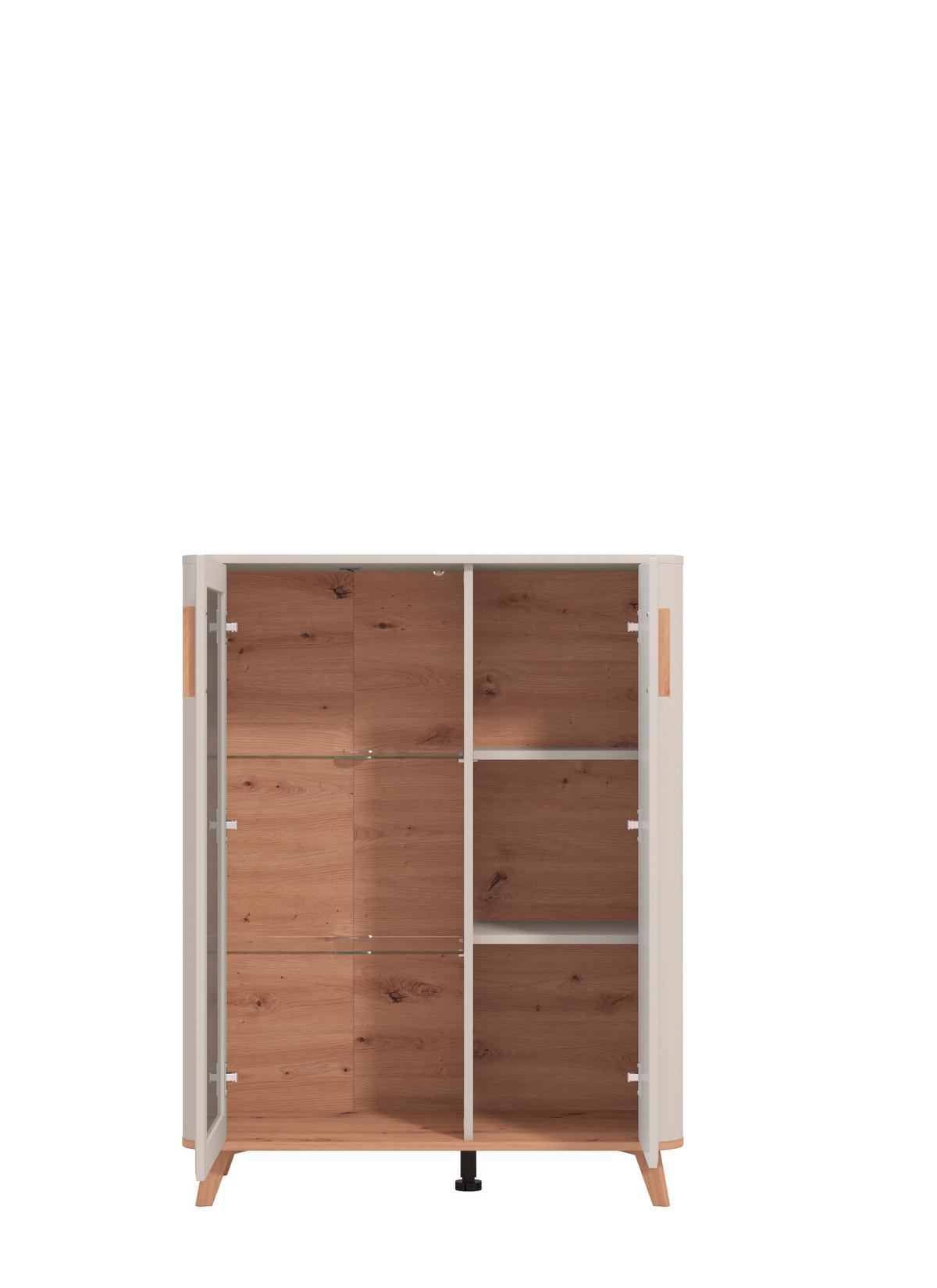 Vitrin Darwen - kasmírszínű/tölgyfa színű, Modern, faalapú anyag (90/116,5/40cm)
