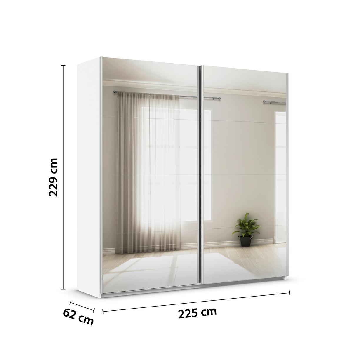 DULAP USI CULISANTE FELDKIRCH - argintiu/alb, Modern, sticlă/material pe bază de lemn (225/229/62cm)