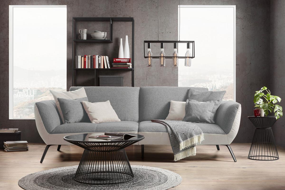 Bigsofa Trendy Silberfarben - Silberfarben/Schwarz, MODERN, Holzwerkstoff (260/93/124cm) - Premium Living