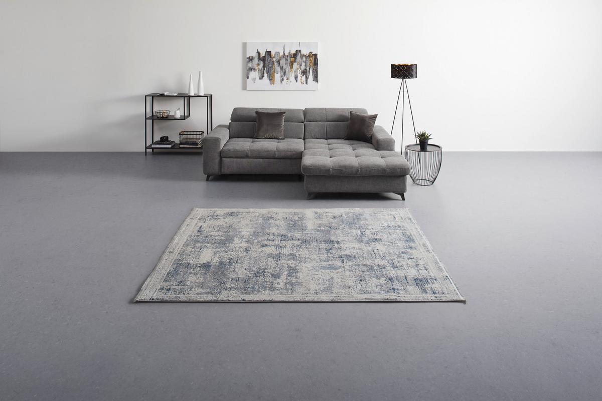 Webteppich Isvind Creme/Hellblau ca. 80x150cm - Creme/Hellblau, KONVENTIONELL, Textil (80/150cm) - Mömax