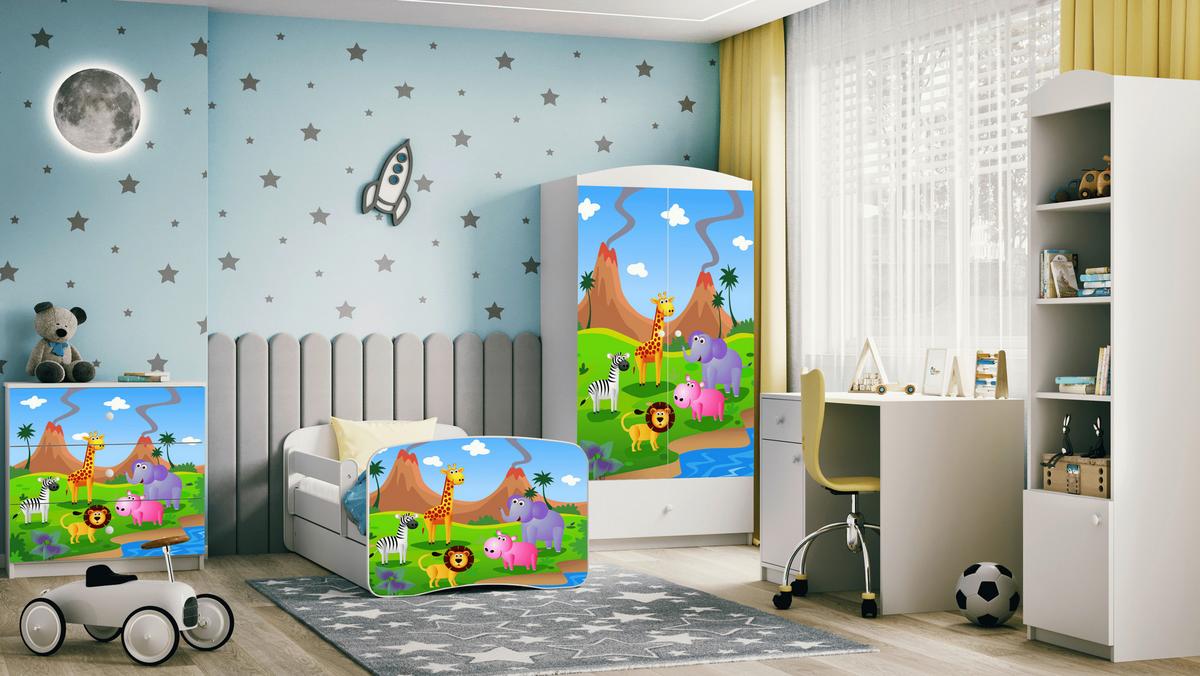 Otroška Postelja Babydreams, Bela, 80x160cm - bela/barve breze, Moderno, tekstil/leseni material (80/160cm) - MID.YOU