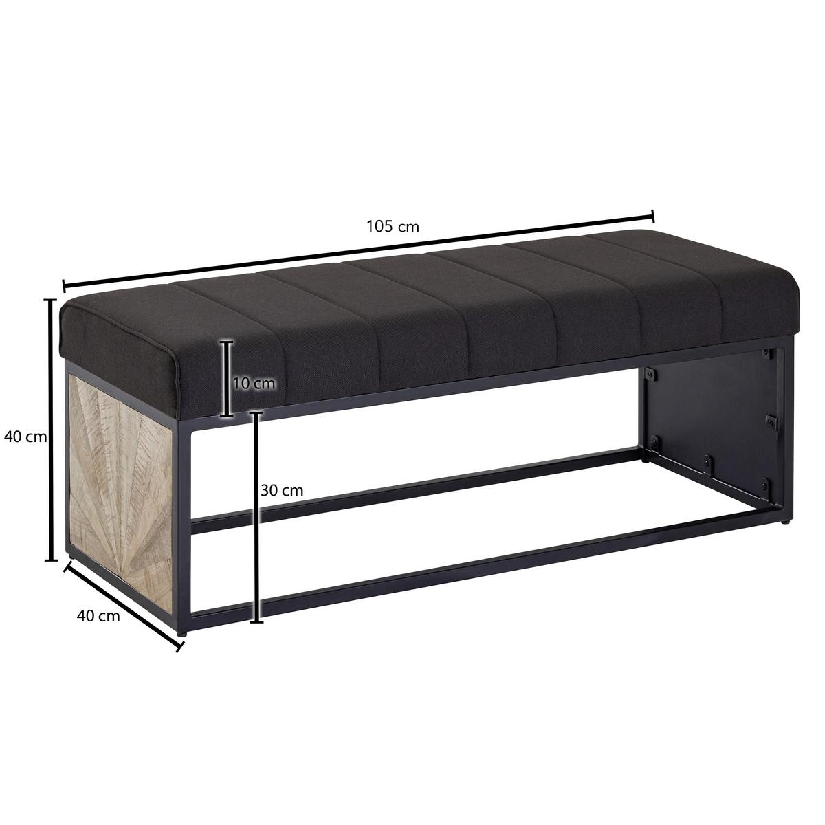 Garderobenbank ca. 105x40x40cm  Textil,Anthrazit - Schwarz, MODERN, Holz/Textil (105/40/40cm) - MID.YOU