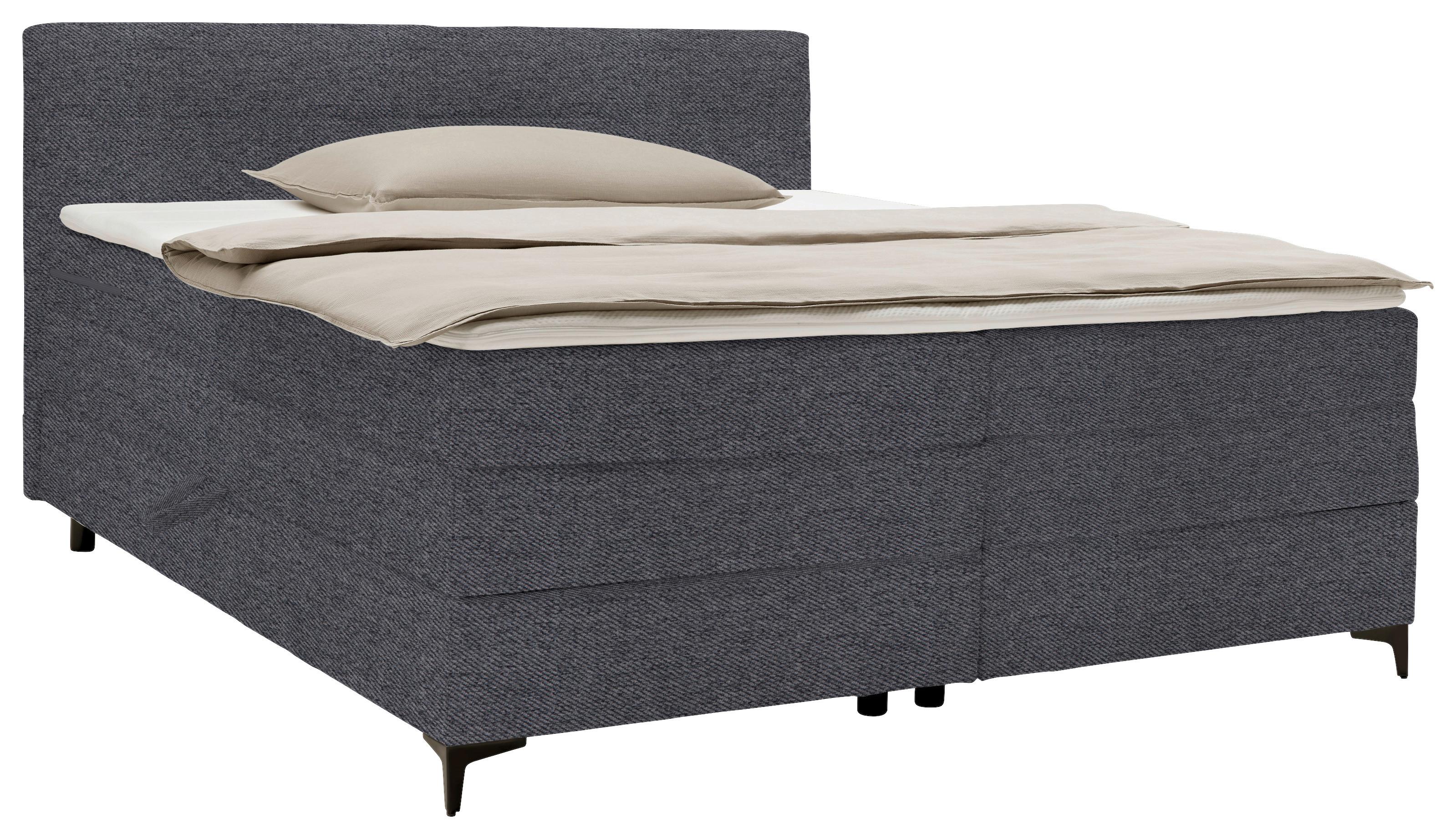 Boxspringbett Bari Anthrazit ca. 200x200cm - Anthrazit/Schwarz, KONVENTIONELL, Karton/Textil (200/200cm) - Mömax