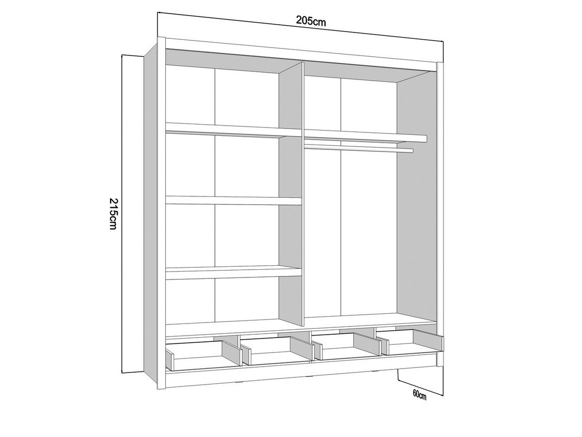 Schiebetürenschrank Albi Plus Kaschmirfarben - Kaschmir/Schwarz, KONVENTIONELL, Holzwerkstoff/Kunststoff (205/215,5/60cm) - Mömax
