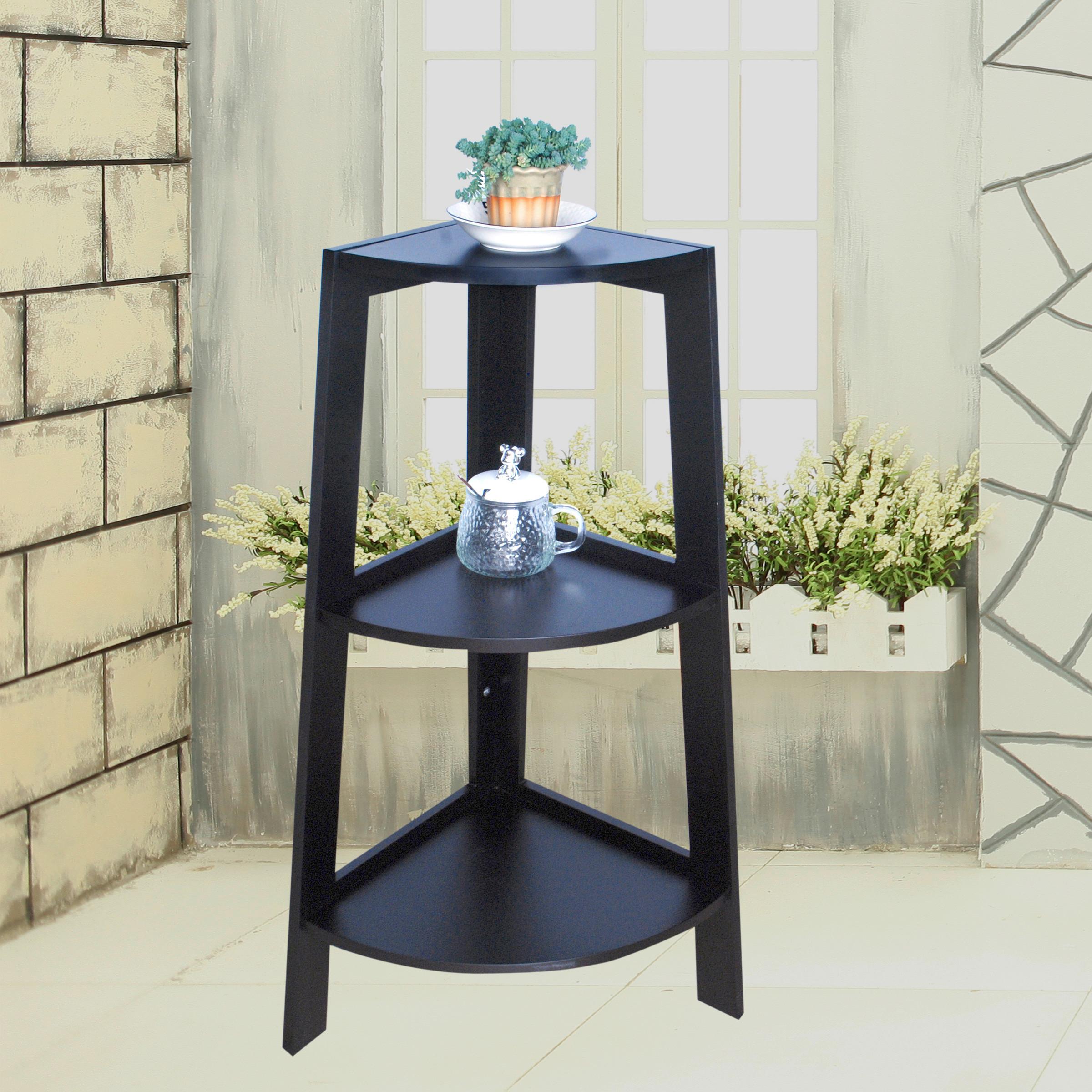 Etajeră pe colț EMIL - negru, Modern, material pe bază de lemn (37/80/37cm) - Modern Living