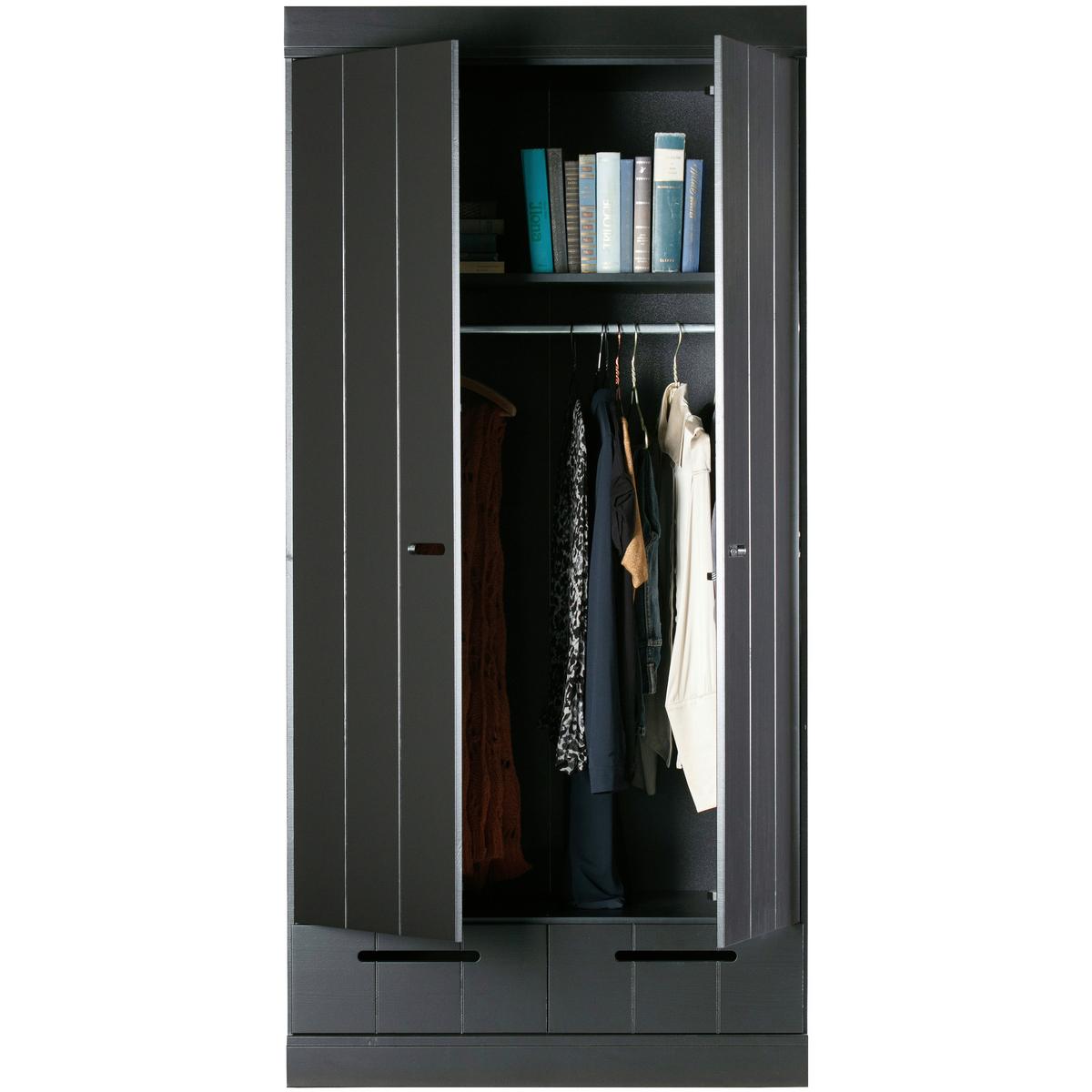Drehtürenschrank Connect Schwarz - Schwarz, Design, Holz (94/195/53cm) - Livetastic