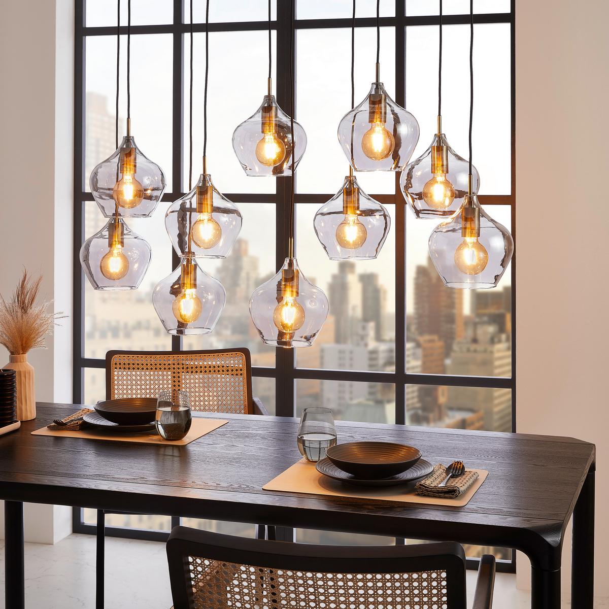 LAMPA WISZĄCA RAKEL - kolor brązu, Design, szkło (124/60/35cm) - Light & Living