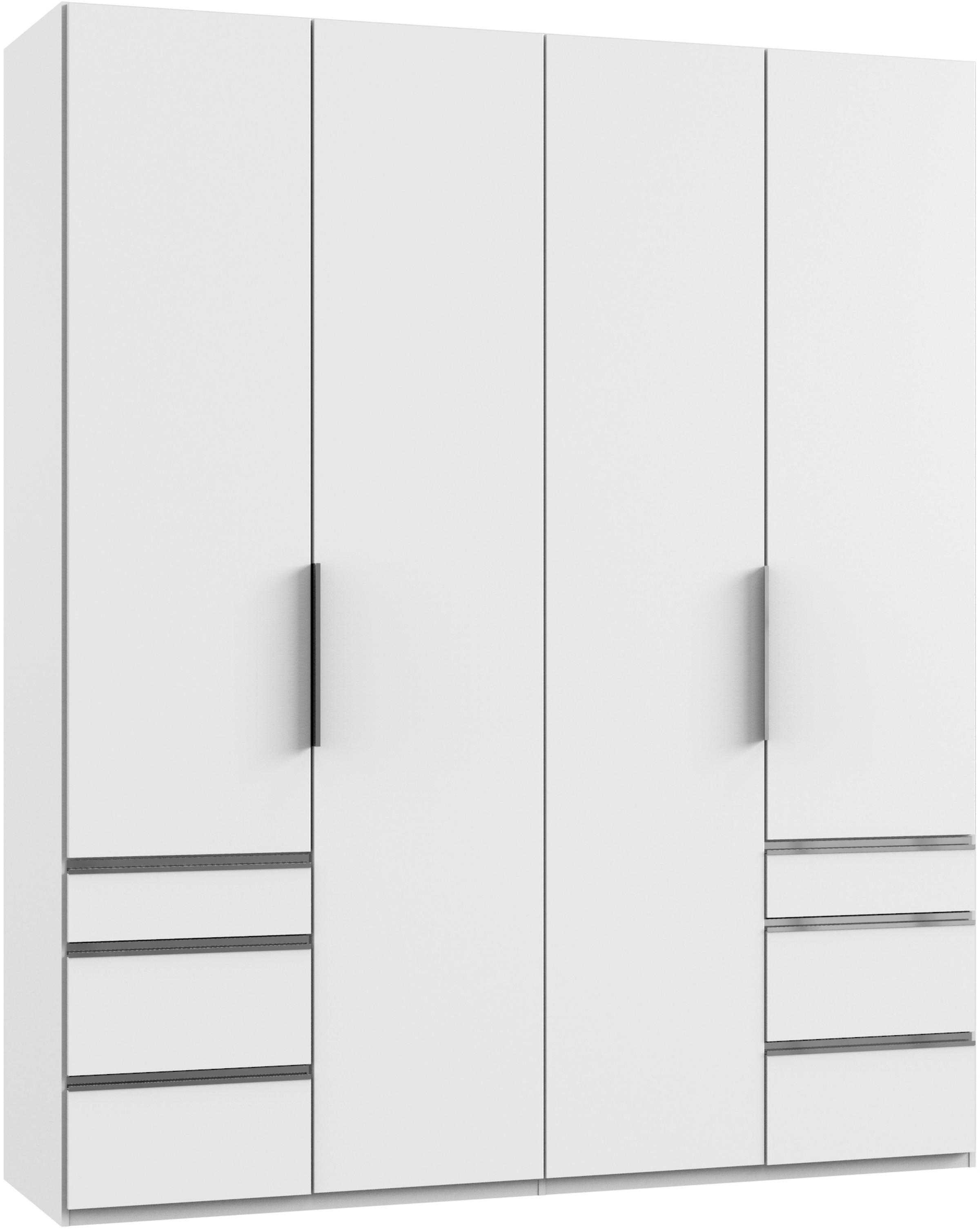 Drehtürenschrank mit Laden B: 200 cm Level, Weiß - Chromfarben/Weiß, MODERN, Holzwerkstoff (200/236/58cm) - MID.YOU