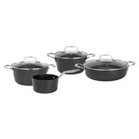 Kochtopfset Profi Line in Schwarz, 7-teilig - Klar/Silberfarben, KONVENTIONELL, Glas/Metall - Gourmesto