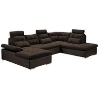 Wohnlandschaft Jakarta U inkl. Kissen Dunkelbraun - Dunkelbraun/Silberfarben, MODERN, Holzwerkstoff/Textil (170/324/218cm) - MID.YOU