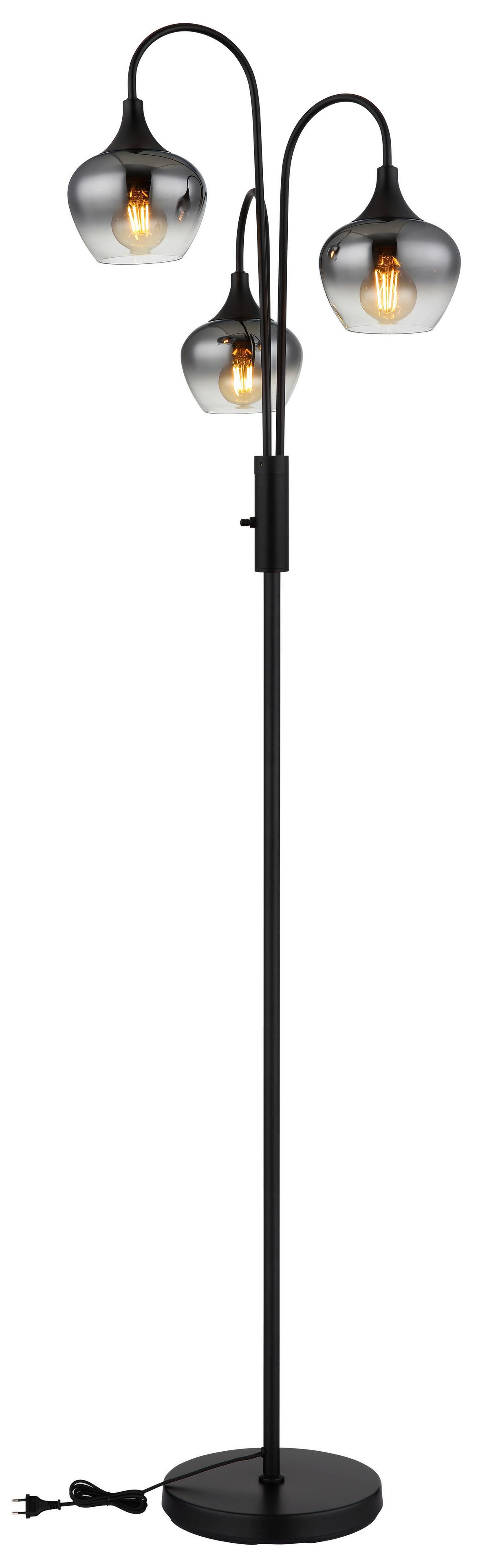 STEHLEUCHTE 15548S3 - Schwarz, Basics, Glas/Metall (43/165cm) - Globo