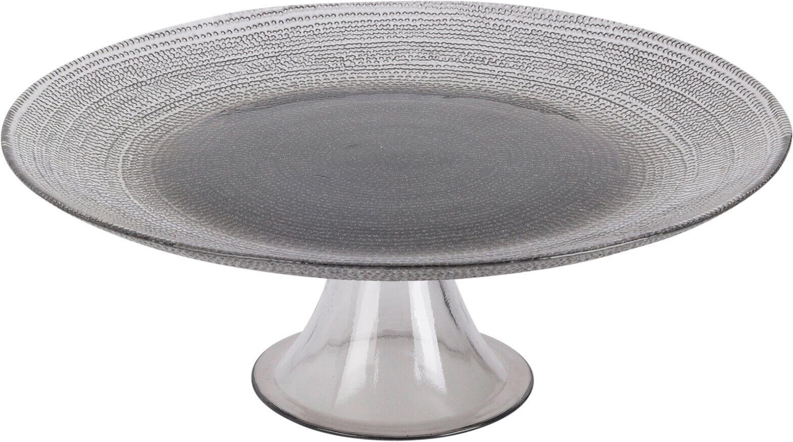 Platou cu picior pentru tort Black - negru/transparent, sticlă (28/12cm)