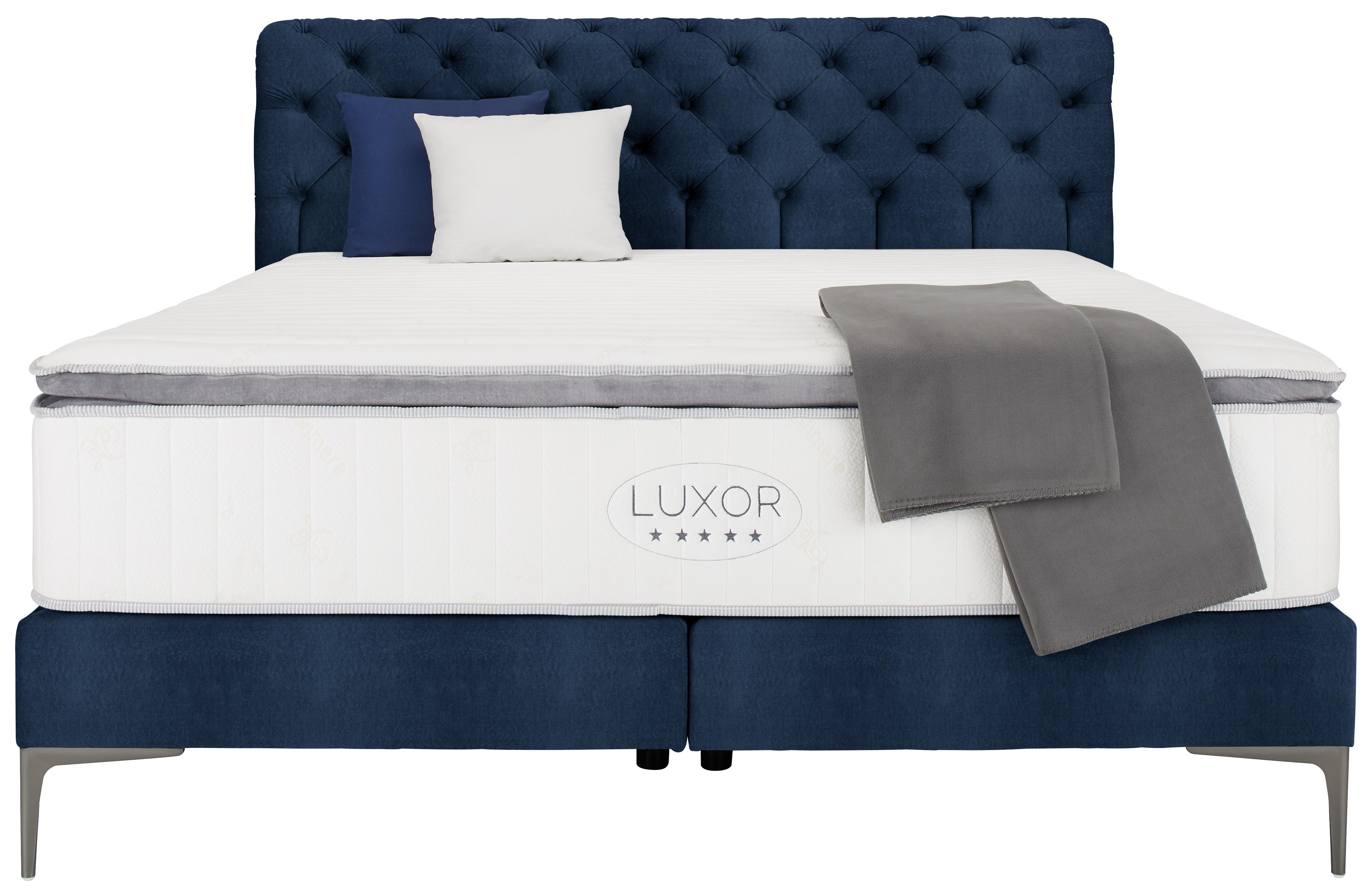 Boxspringbett ca. 180x200cm - Schwarz/Dunkelblau, ROMANTIK / LANDHAUS, Holz/Holzwerkstoff (180/200cm) - Premium Living