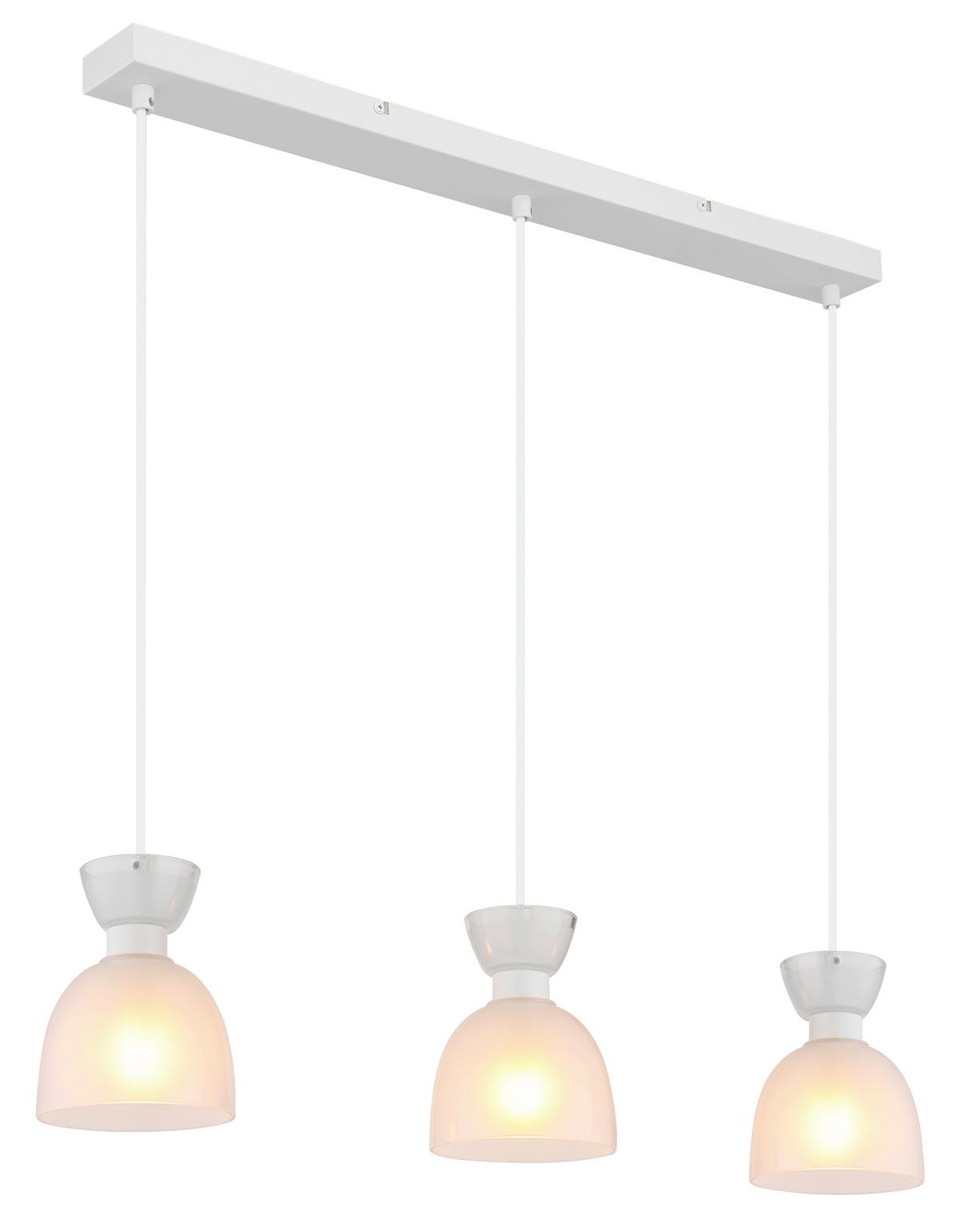 HÄNGELEUCHTE 15769W-3 MASSEY - Weiss, Design, Glas/Kunststoff (65/13/120cm) - Globo