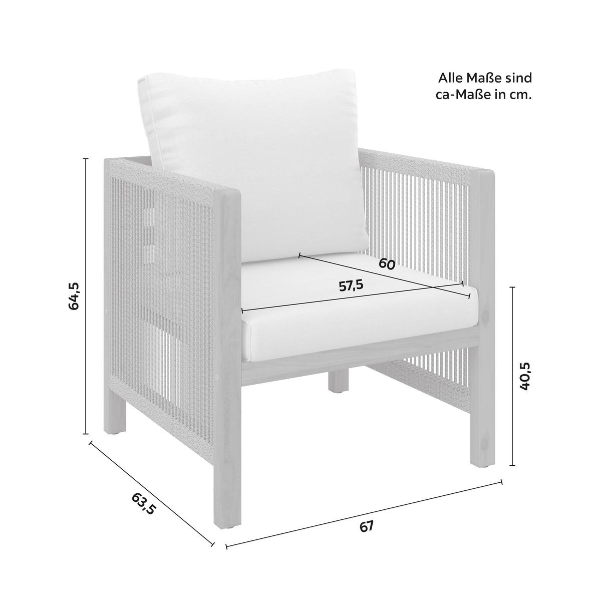 Loungegarnitur Effie Hellgrau Holz/Textil - Hellgrau, Modern, Holz/Kunststoff (124/64,5/63,5cm) - Bessagi Garden