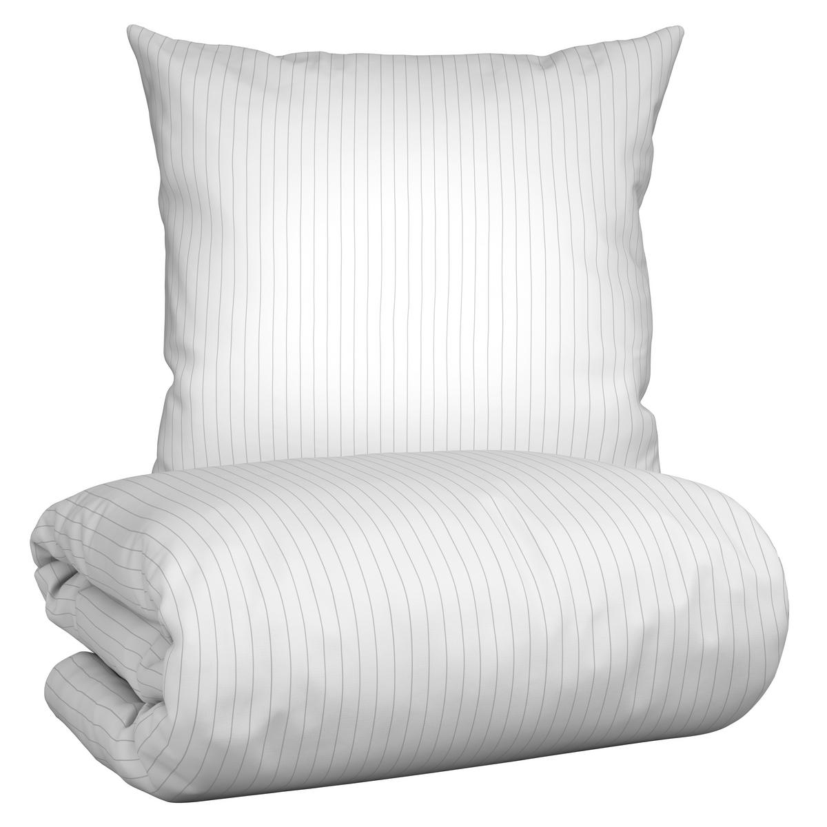 BETTWÄSCHESET TWILL STREIF XXL - Weiss/Hellgrau, Modern, Textil (200/210cm) - Mömax