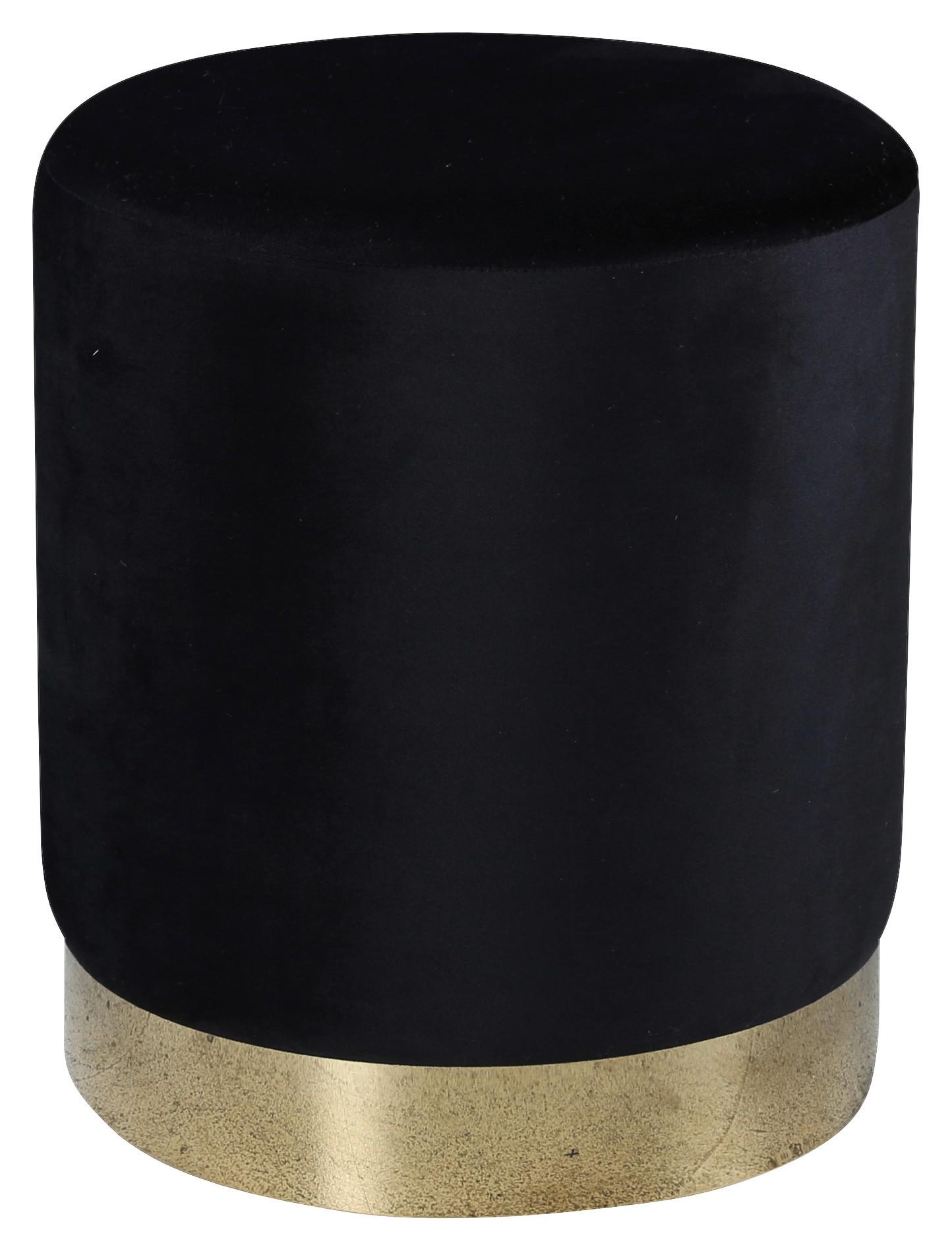 POUF BENJI - Goldfarben/Schwarz, Basics, Kunststoff/Textil (35/42.5/35cm) - Livetastic