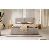 Oblazinjena Postelja Inez, Svetlo Rjava, 180x200cm - svetlo rjava/črna, Moderno, kovina/tekstil (180/200cm) - P & B