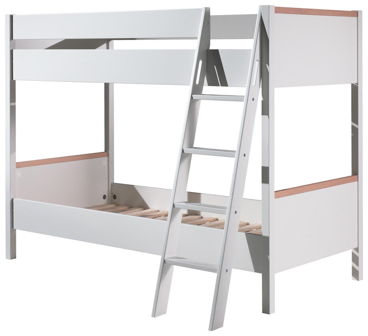 Etagenbett London Weiß - Naturfarben/Weiß, MODERN, Holz/Holzwerkstoff (90/200cm) - Vipack