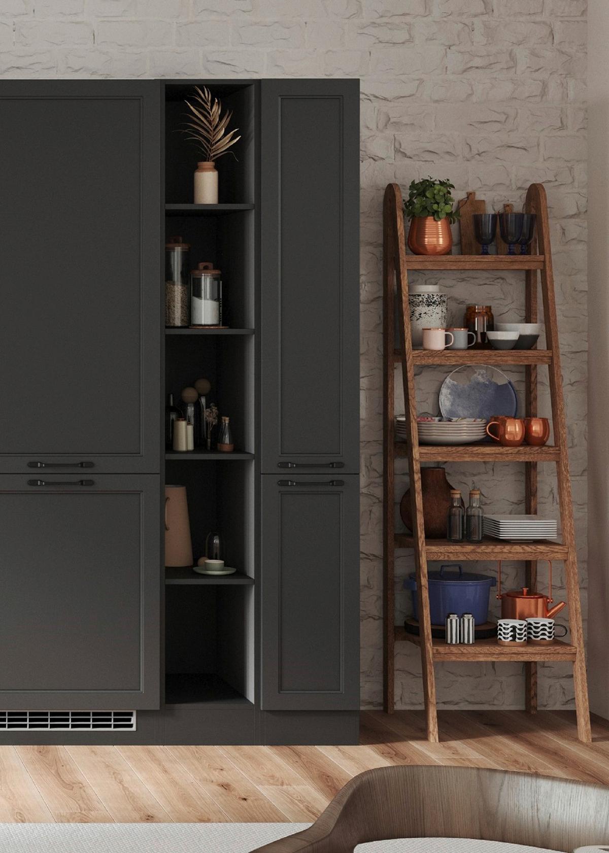 Apothekerschrank Meran ca. 30x200x60 cm Grau - Schwarz/Grau, LIFESTYLE, Holzwerkstoff/Metall (30/200/60cm) - Held