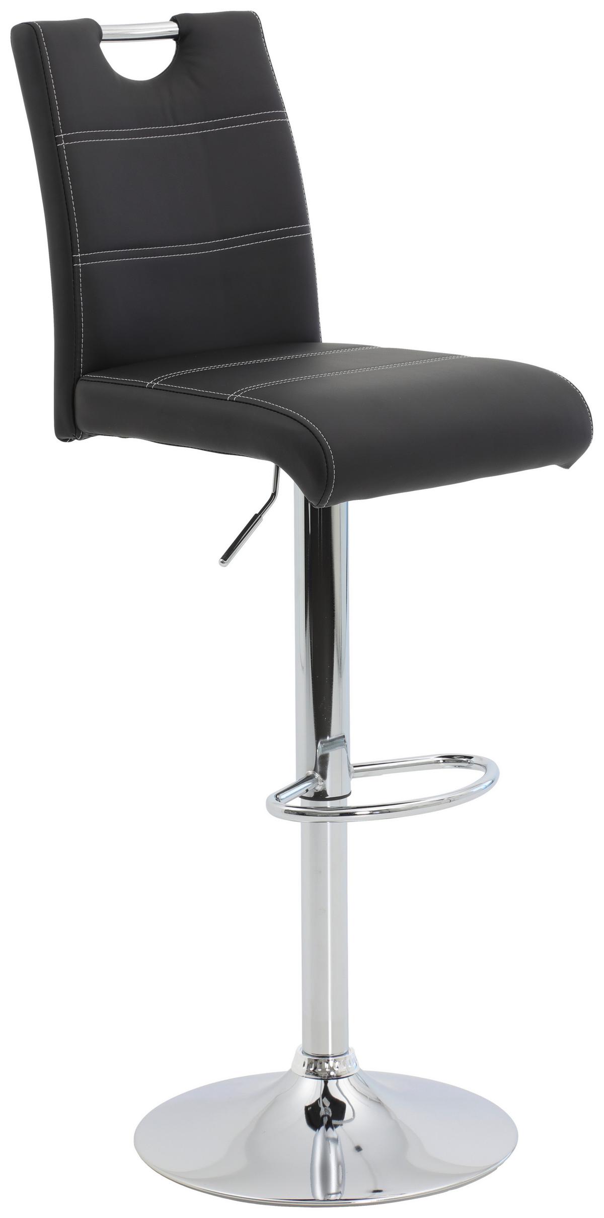 Barhocker-Set höhenverstellbar Miranda Schwarz - Chromfarben/Schwarz, MODERN, Textil/Metall (38/97-119/50cm) - MID.YOU