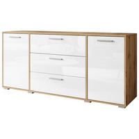 Sideboard Bogota ca. 150x68 cm Eiche/Weiß - Weiß Hochglanz/Eiche Wotan, Basics, Holzwerkstoff/Kunststoff (150/68/40cm) - MID.YOU