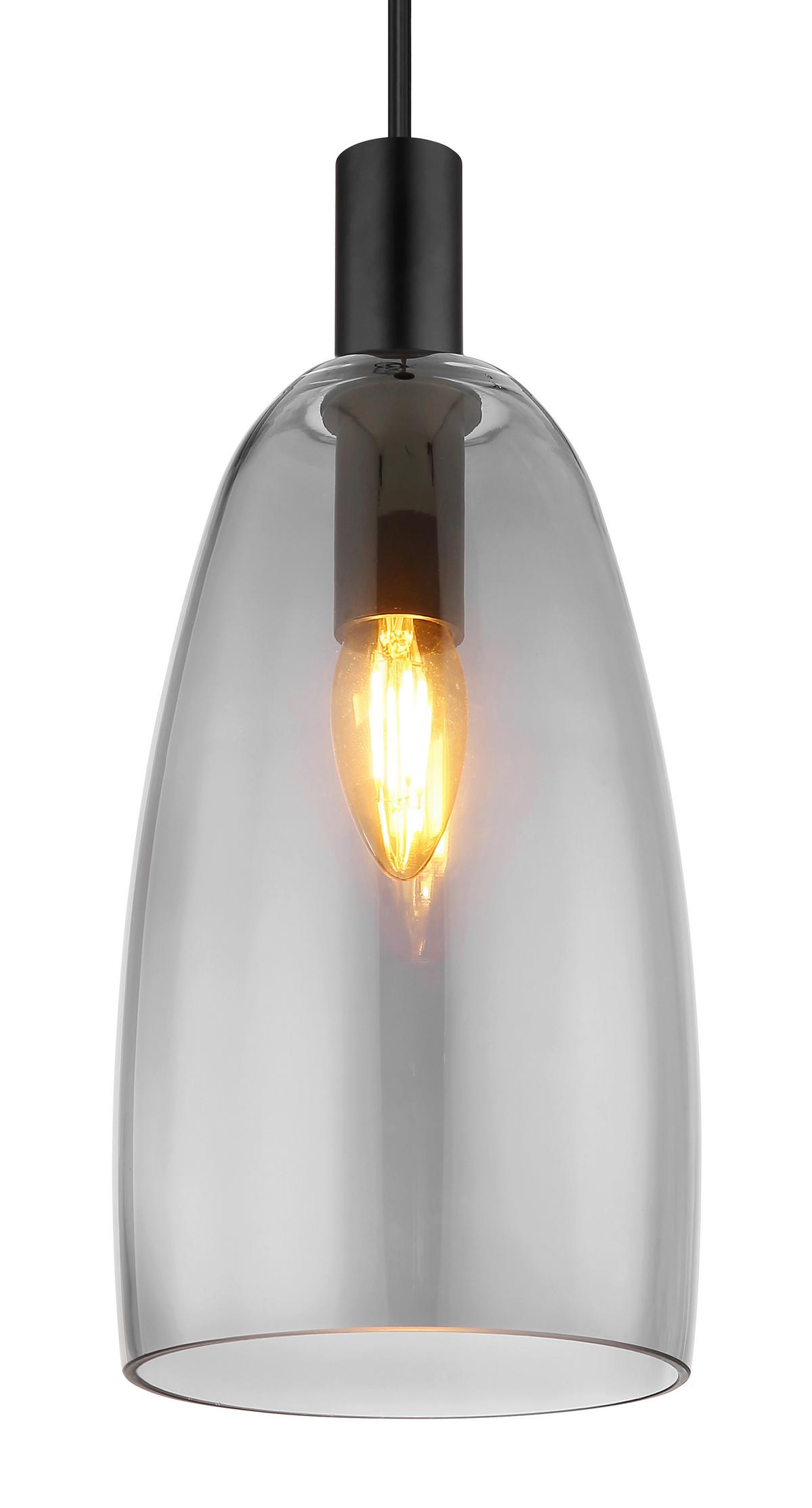 Hängeleuchte Garri max. 40 Watt - Schwarz, Design, Glas/Metall (14/120cm) - Globo