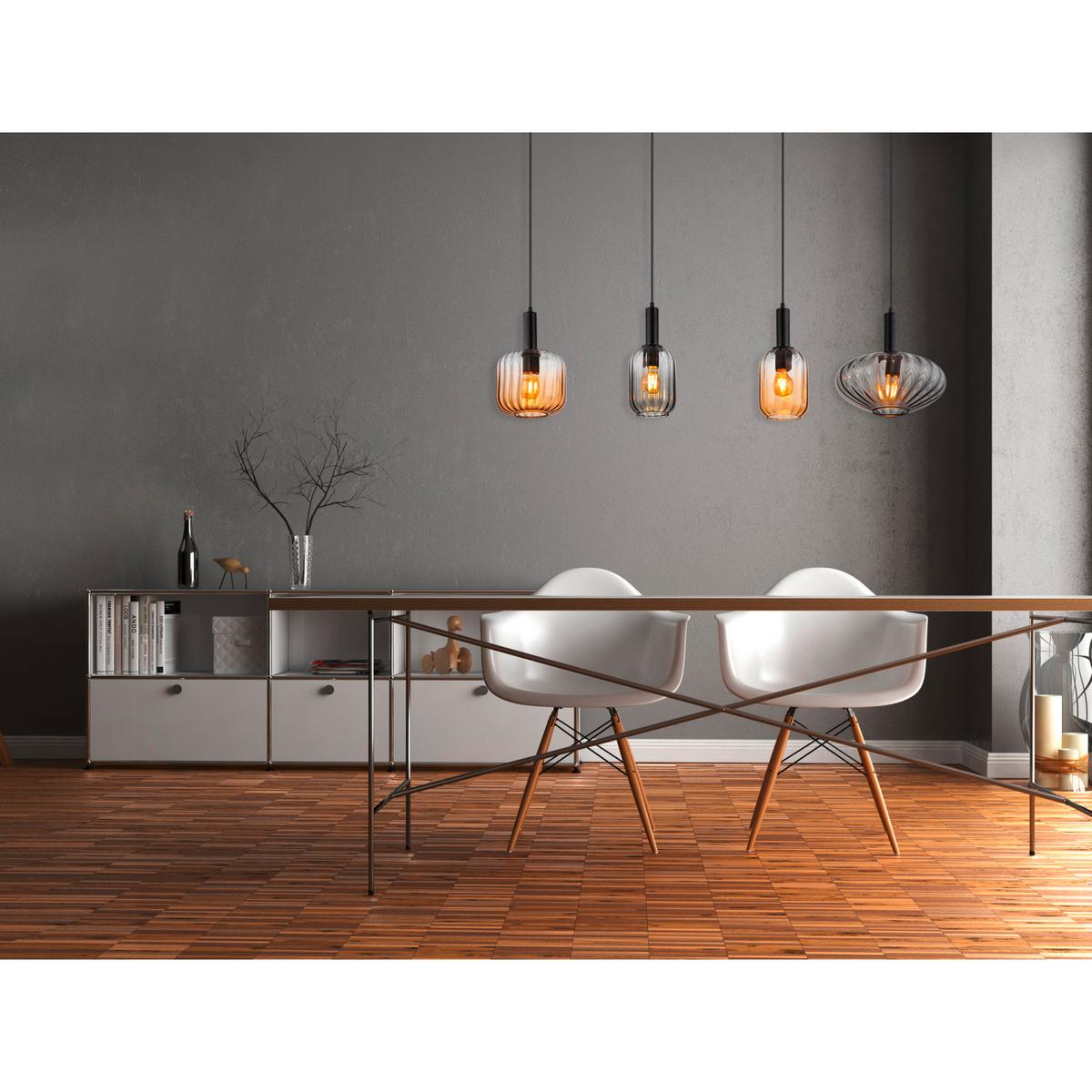 HÄNGELEUCHTE 15719-4 VALLETTA - Trend, Glas/Kunststoff (127/30/150cm) - Globo