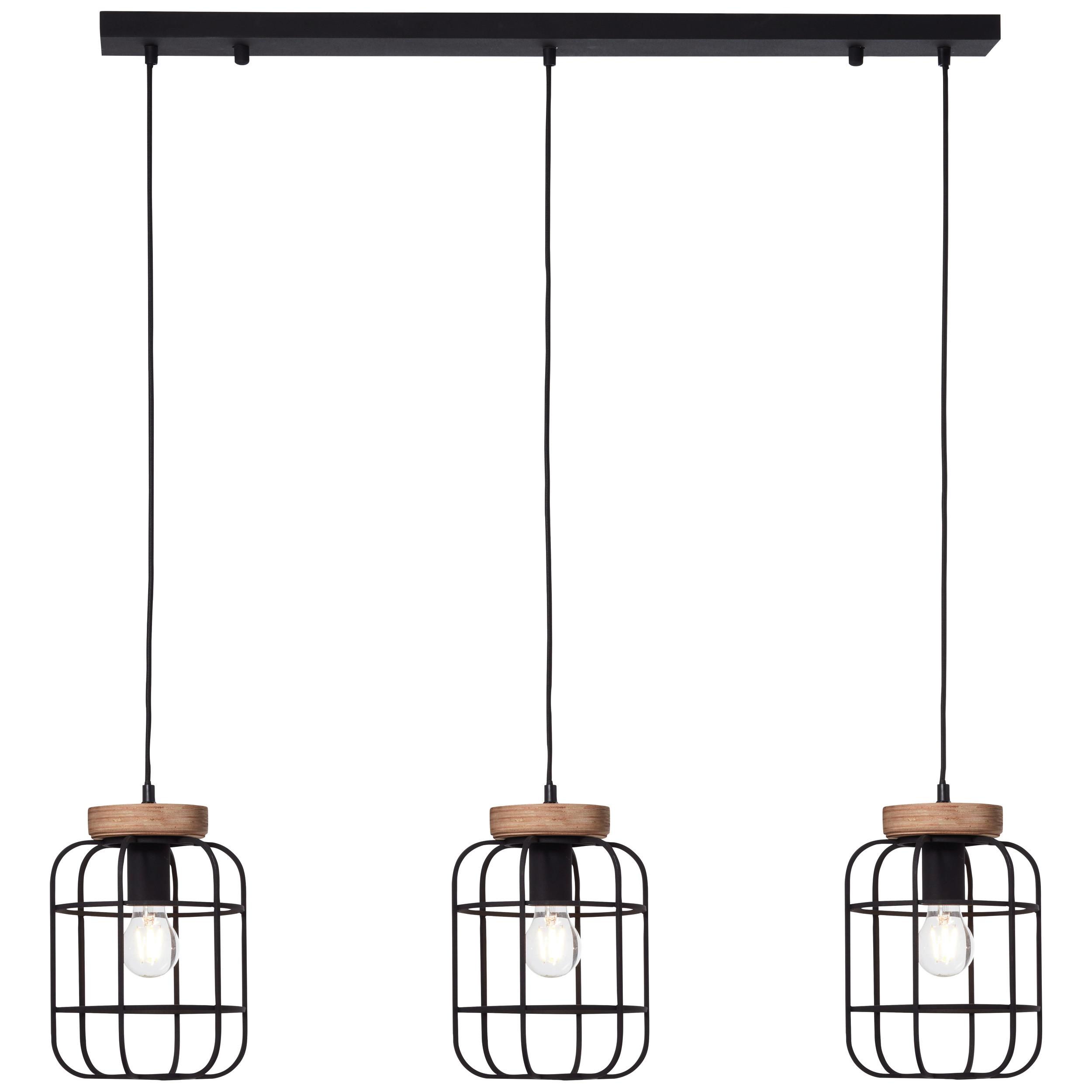 Hängeleuchte Gwen Braun/Schwarz max. 40 Watt - Schwarz/Braun, Design, Holz/Metall (100/20/142cm) - Brilliant