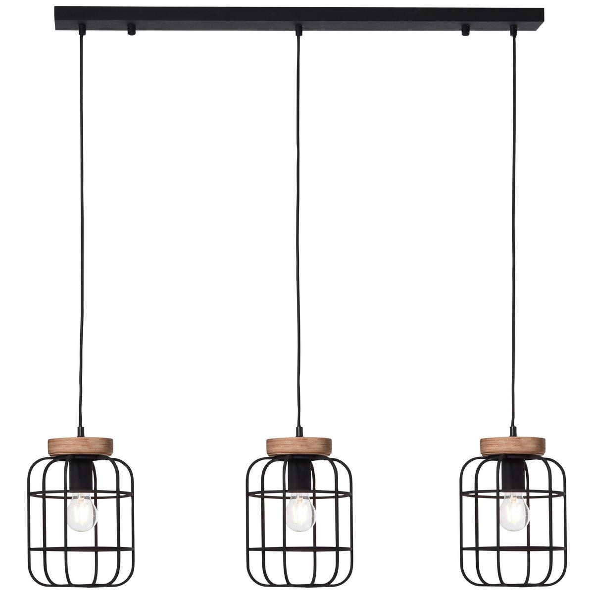 Hängeleuchte Gwen Braun/Schwarz max. 40 Watt - Schwarz/Braun, Design, Holz/Metall (100/20/142cm) - Brilliant