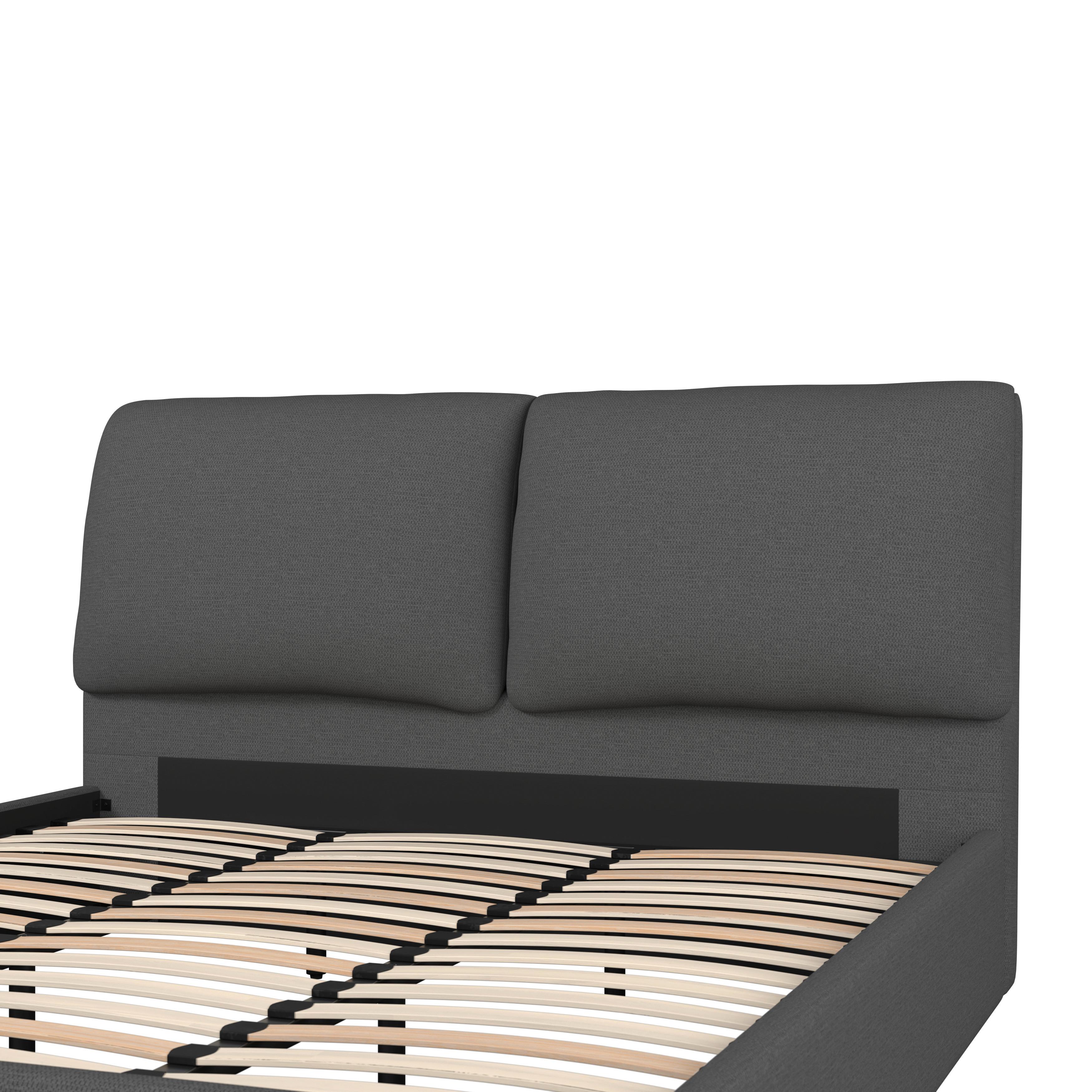 STOPPAD SÄNG PERLA - mörkgrå/svart, Modern, trä/textil (180/200cm) - Bessagi Home