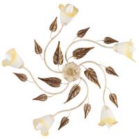 Deckenleuchte Vanda Weiß/Beige max. 6 Watt - Beige/Weiß, Natur, Glas/Metall (70/70/20cm)