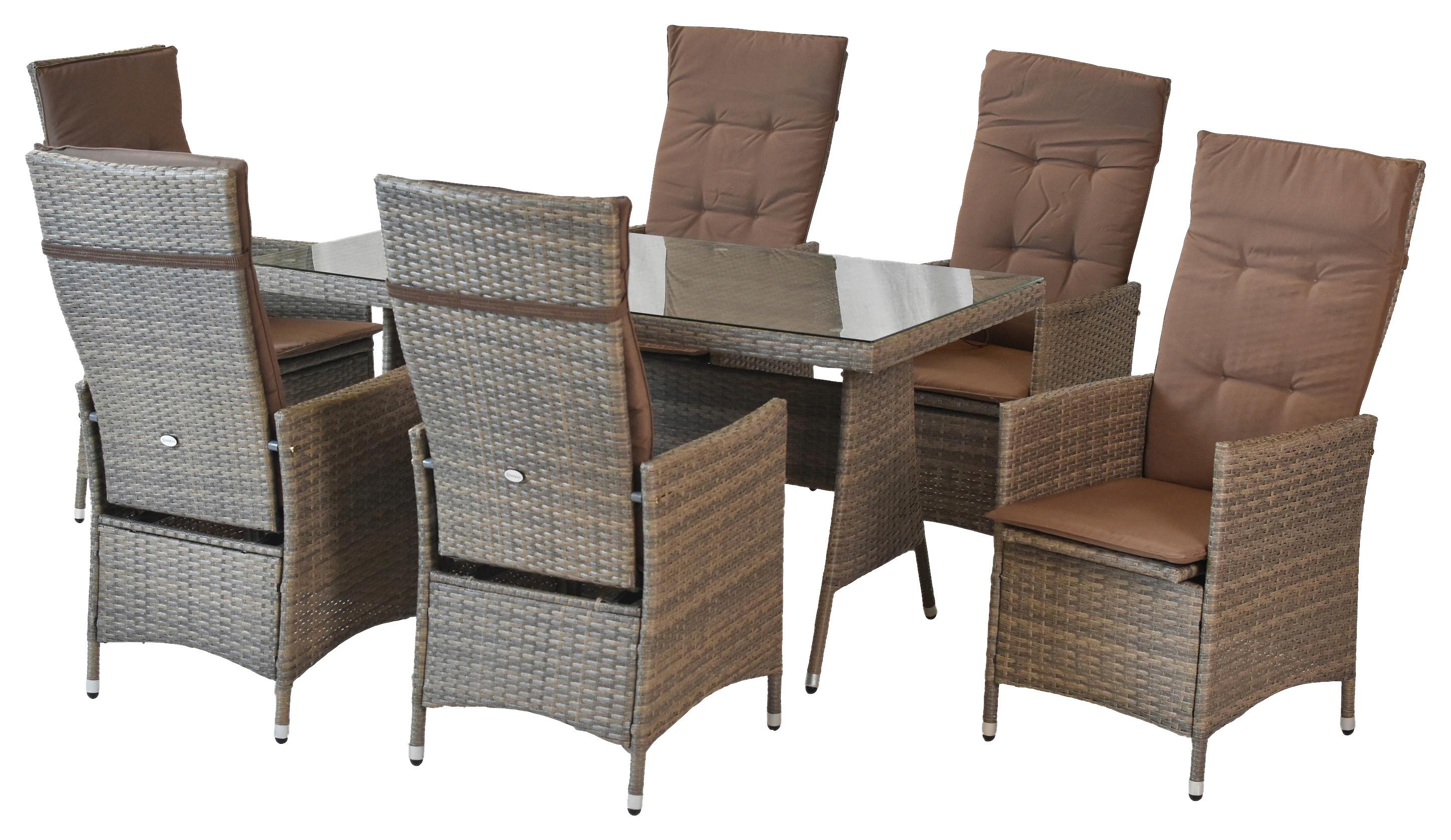 Vrtni Set Valencia, 7-Delni - siva/bež, Moderno, kovina/umetna masa (180/147/183cm) - Gardenson