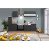 Küchenblock Merle mit Geräten ca. 250 cm Grau - Edelstahlfarben/Eichefarben, Basics, Holzwerkstoff/Metall (250cm) - Respekta
