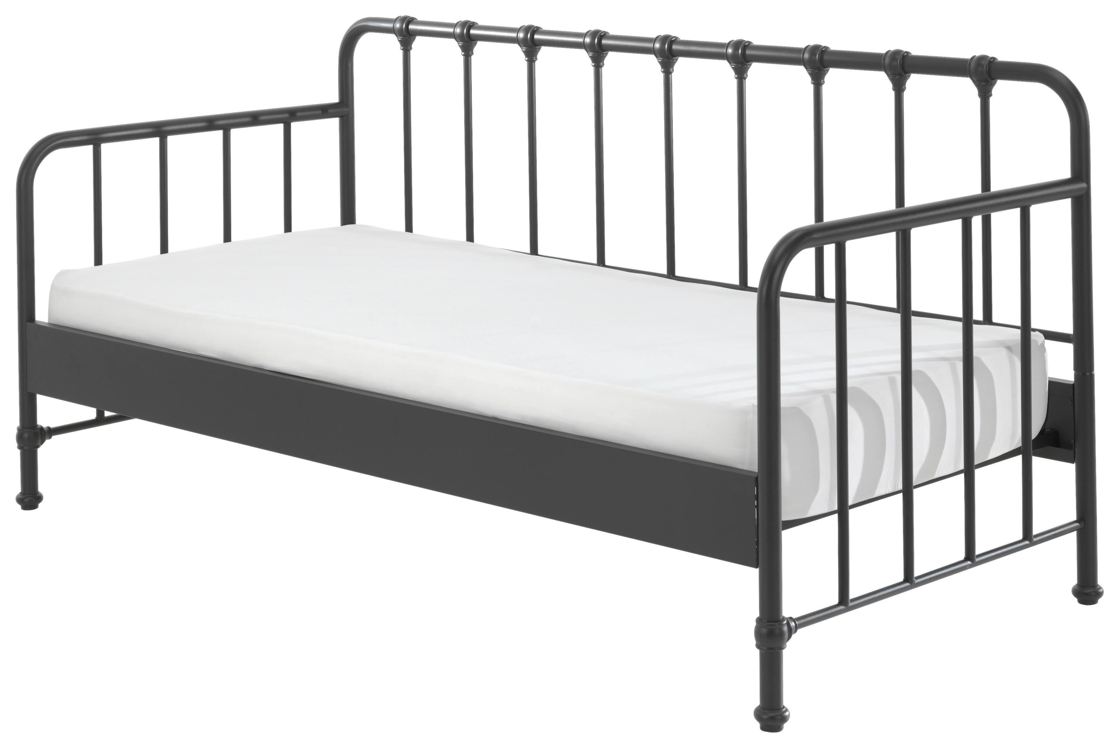 Kinder-/Juniorbett Bronxx ca. 90x200 cm Schwarz Matt - Schwarz, MODERN, Holz/Metall (90/200cm) - MID.YOU