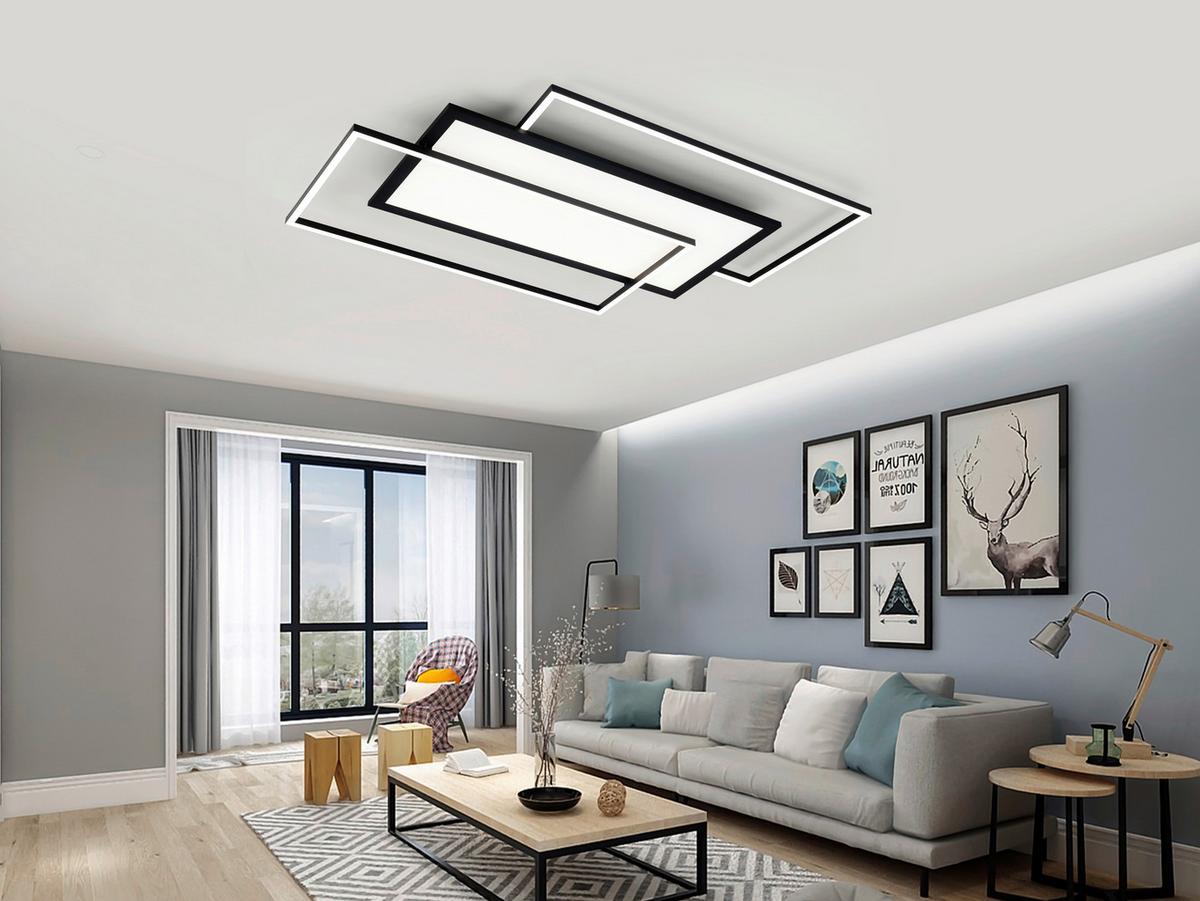 LAMPA SUFITOWA LED ALONZO - czarny, Modern, tworzywo sztuczne/metal (80/50/6,5cm) - Bessagi Home