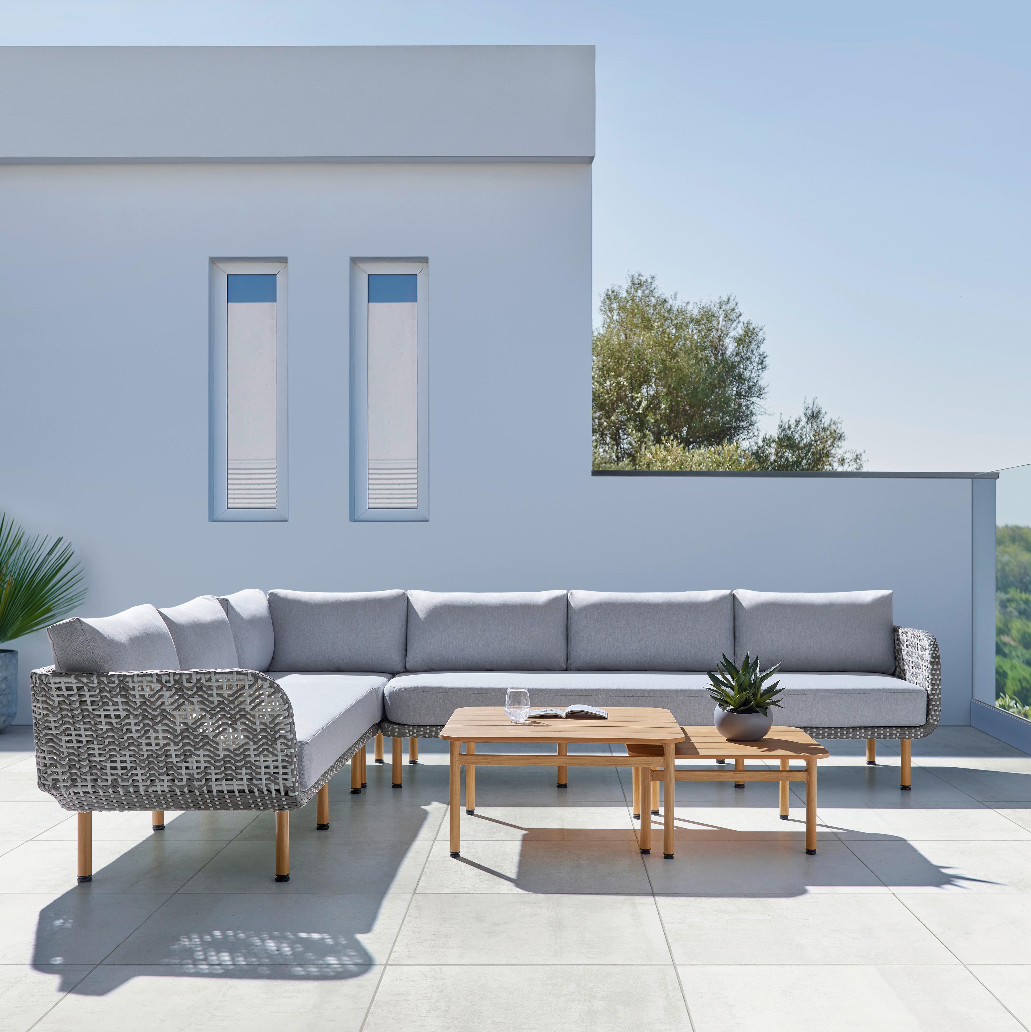 Kerti Garnitúra Positano - Natúr/Világosszürke, modern, Műanyag/Fém (220/290cm) - Bessagi Garden
