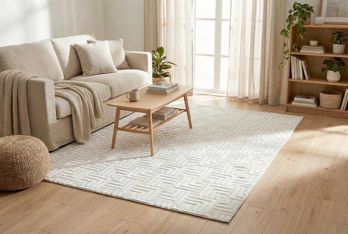 Flachwebeteppich Calma 325 Weiss 120 X 160 Cm - Weiss, Basics, Textil (120/160cm) - Kayoom