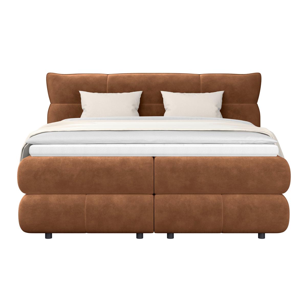 Boxspring Krevet Carmelo - bakrene boje/crna, Trend, tekstil/plastika (180/200cm) - Premium Living