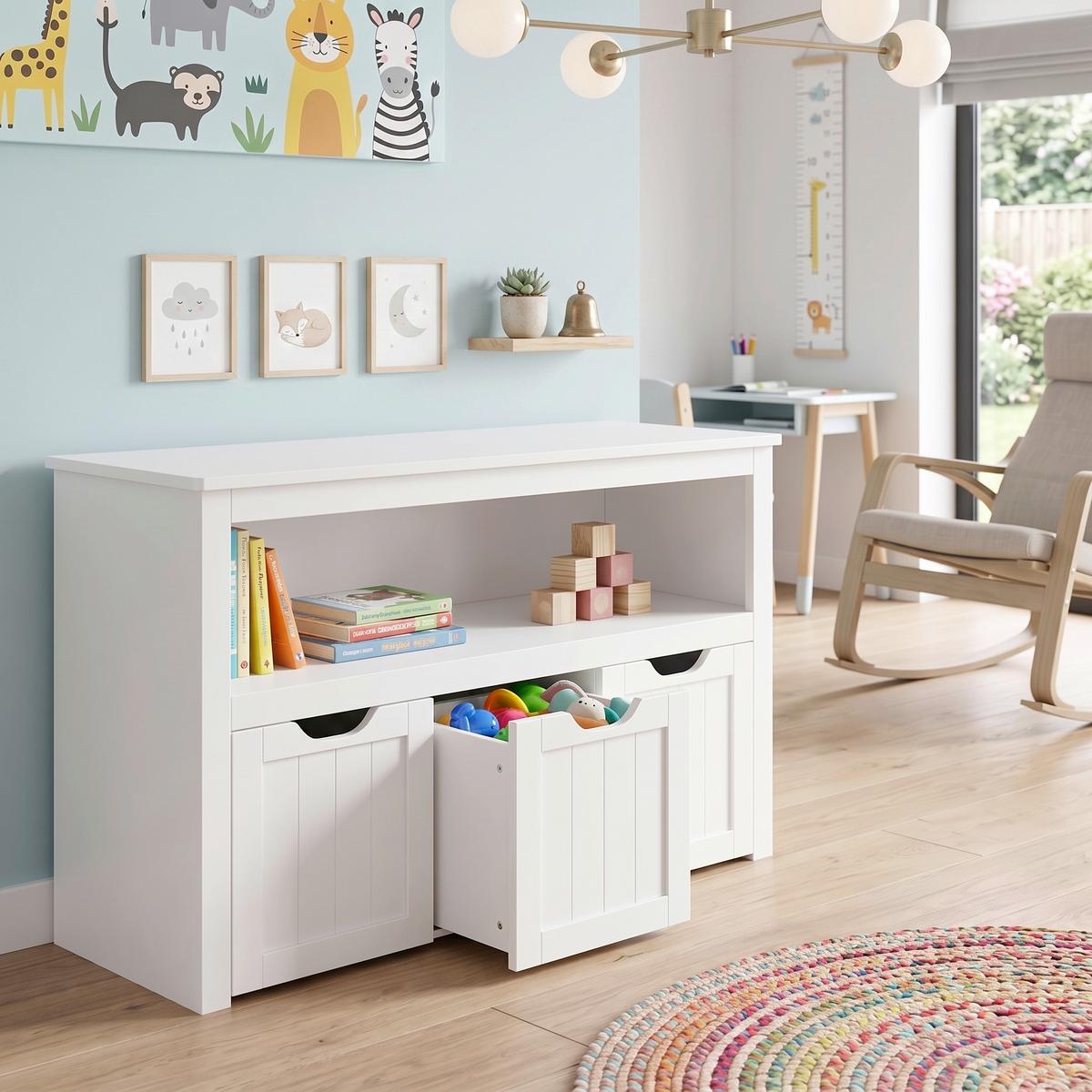Kinderregal in Weiß MDF mit 3 Schubladen - Weiß, Trend, Holzwerkstoff (102/60/30cm) - MID.YOU