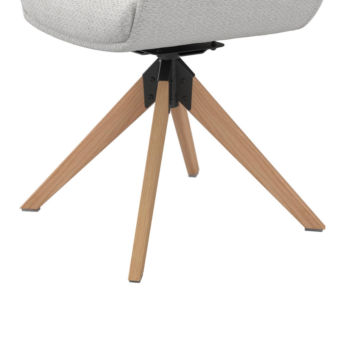 Armlehnstuhl Mailo Hellgrau Webstoff Drehbar Gepolstert - Hellgrau/Naturfarben, MODERN, Holz/Textil (56/92/62cm) - Bessagi Home