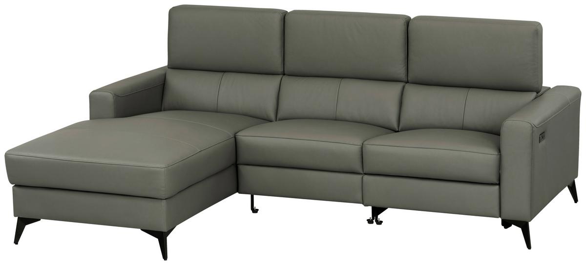 Wohnlandschaft Ben Dunkelgrau - Dunkelgrau/Schwarz, MODERN, Leder/Holz (102-180/75-95/235cm) - Premium Living