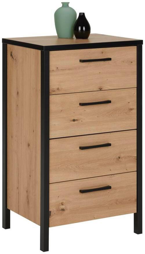 Kommode in Schwarz/Eichefarben - Eichefarben/Schwarz, LIFESTYLE, Holzwerkstoff/Kunststoff (50,5/89,5/40,2cm) - Mömax