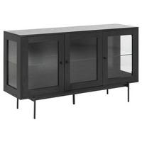 Tálalószekrény Angus - fekete, faalapú anyag/Üveg (140/82/40cm)
