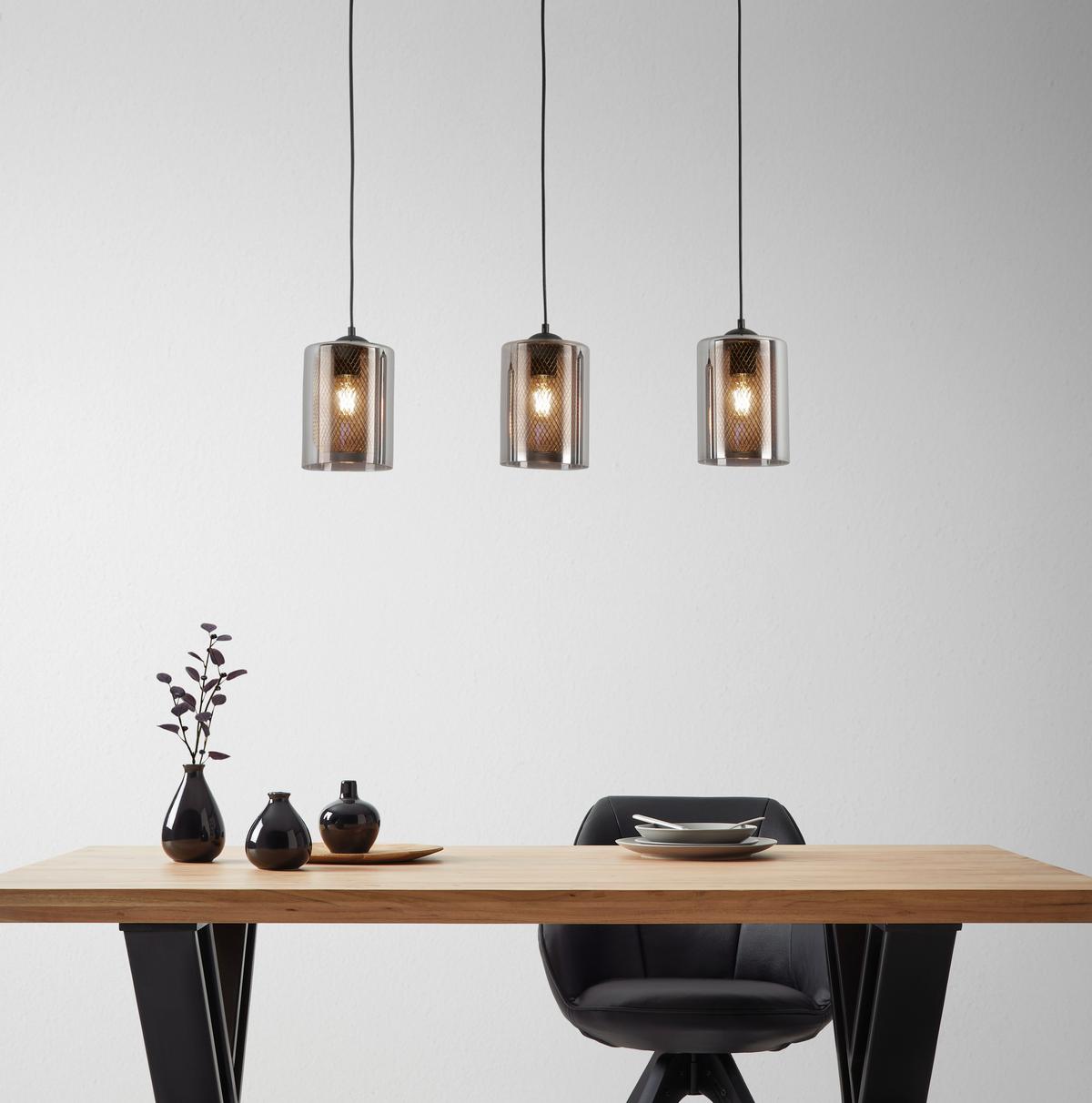 Hängeleuchte Jirmi max. 25 Watt - Goldfarben/Schwarz, MODERN, Glas/Metall (81/15,5/120cm) - Premium Living